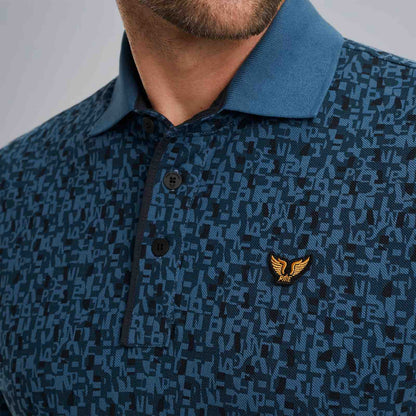 Polo met allover print - donkerblauw
