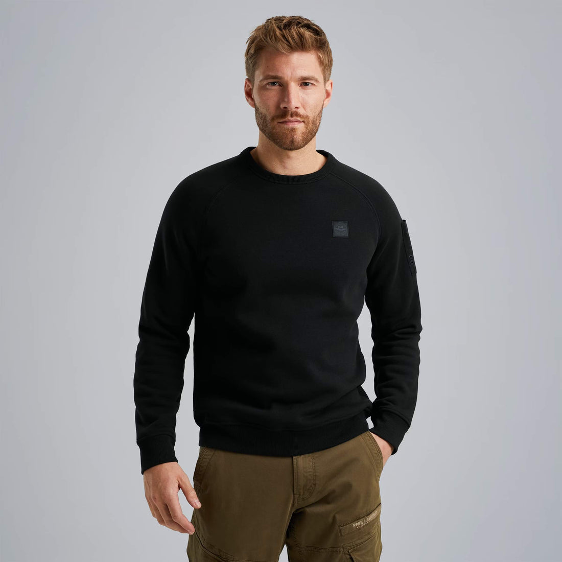 Sweater met flight pocket - zwart