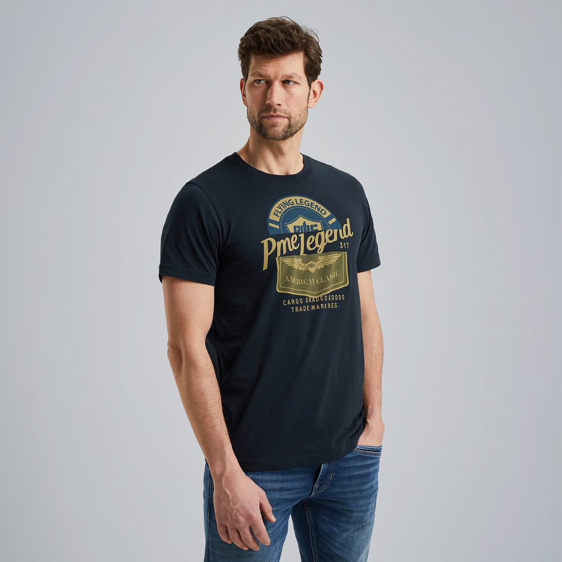 T-Shirt met artwork - donkerblauw