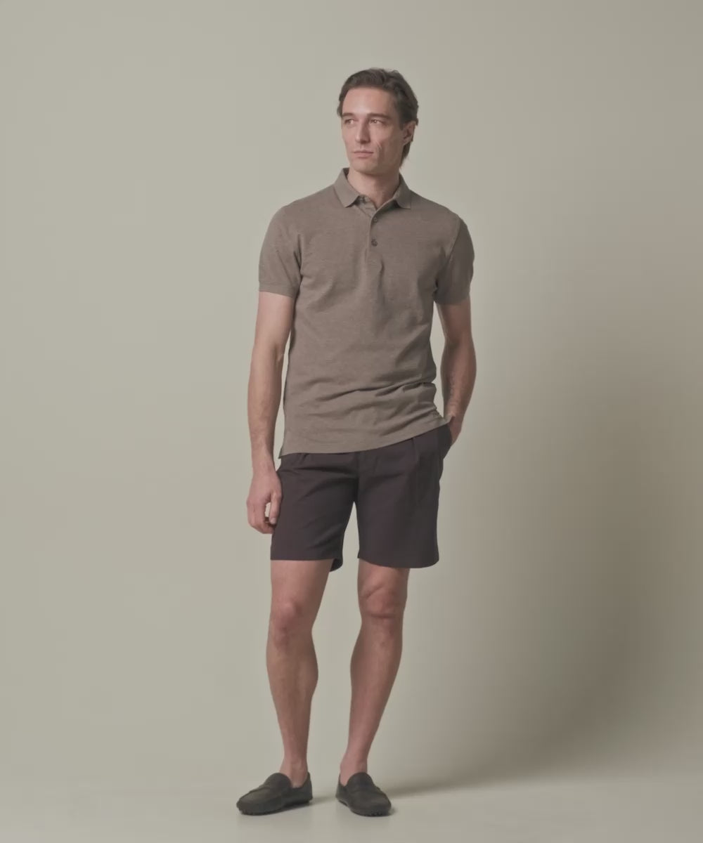 Polo stretch pique - lichtbruin