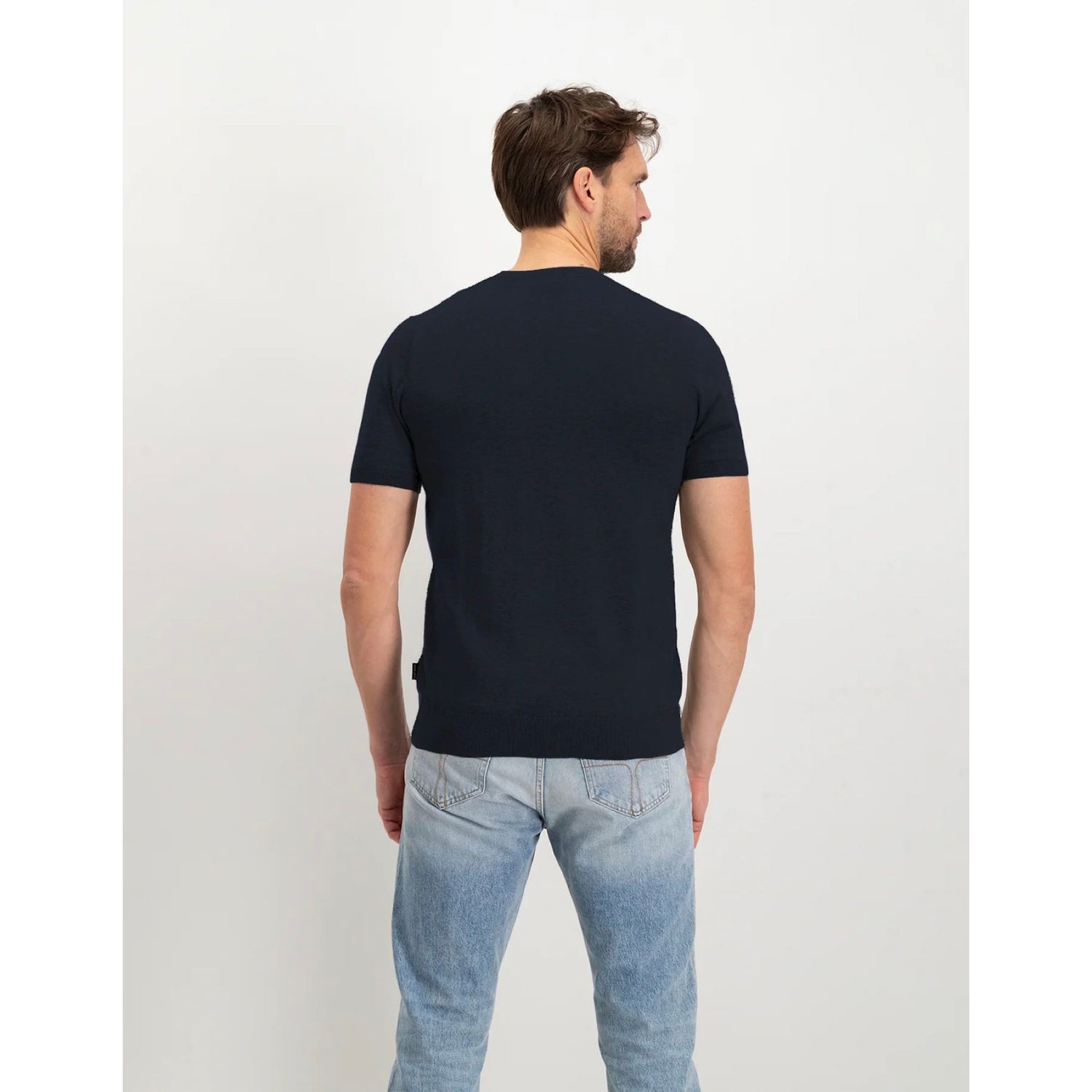 T-shirt Boudewijn gebreid - navy blauw