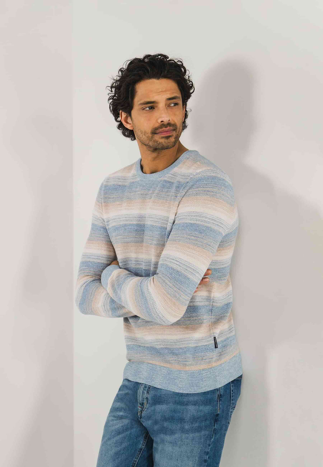 Trui ronde hals - blauw beige