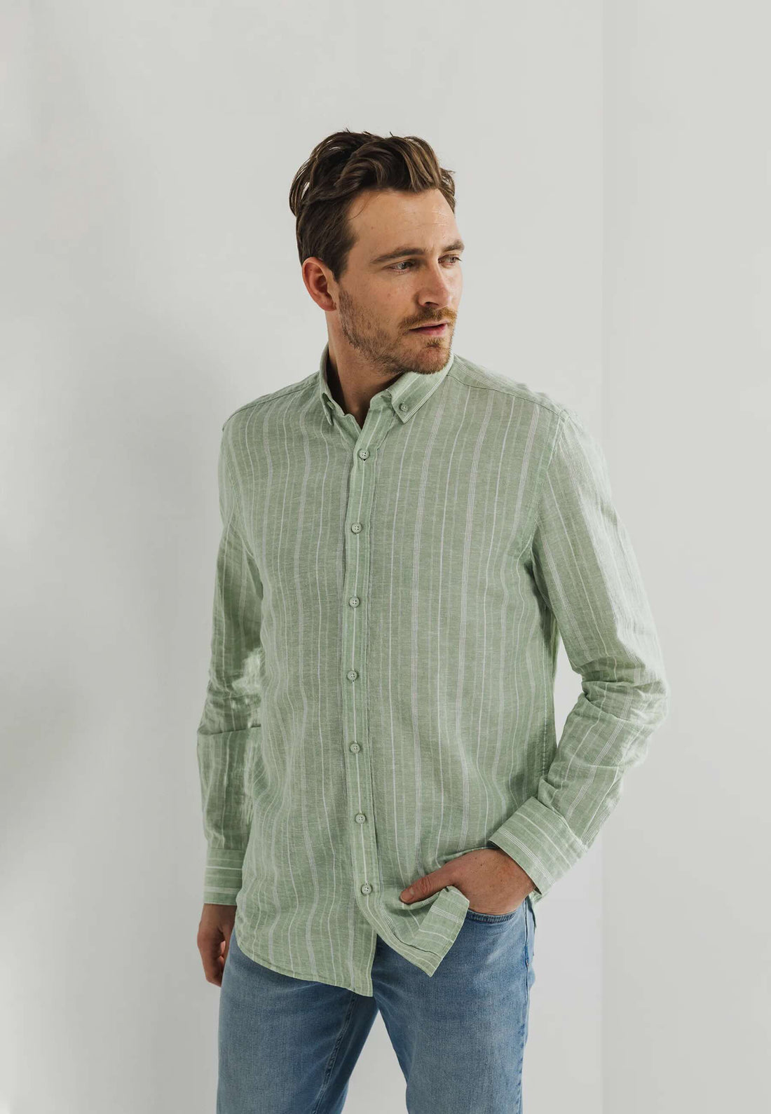Overhemd streep - groen