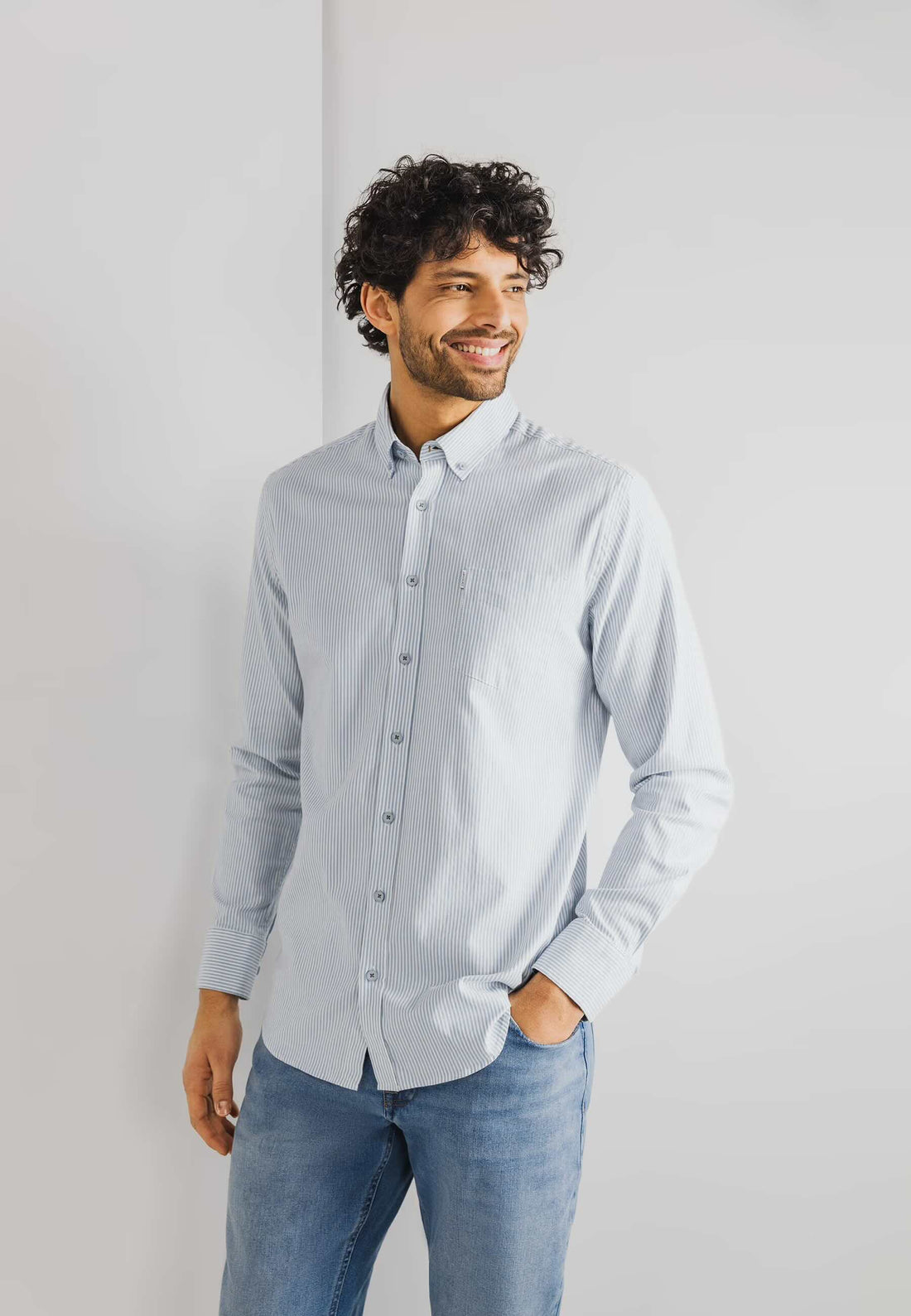 Overhemd gestreept - blauw wit