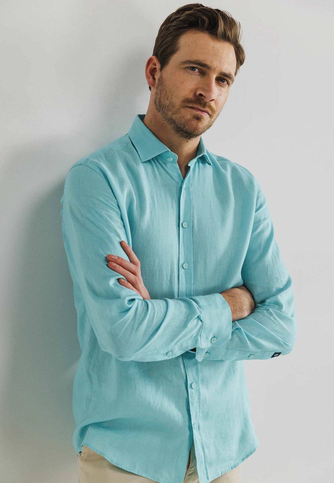 Overhemd van hoogwaardig linnen - mintblauw
