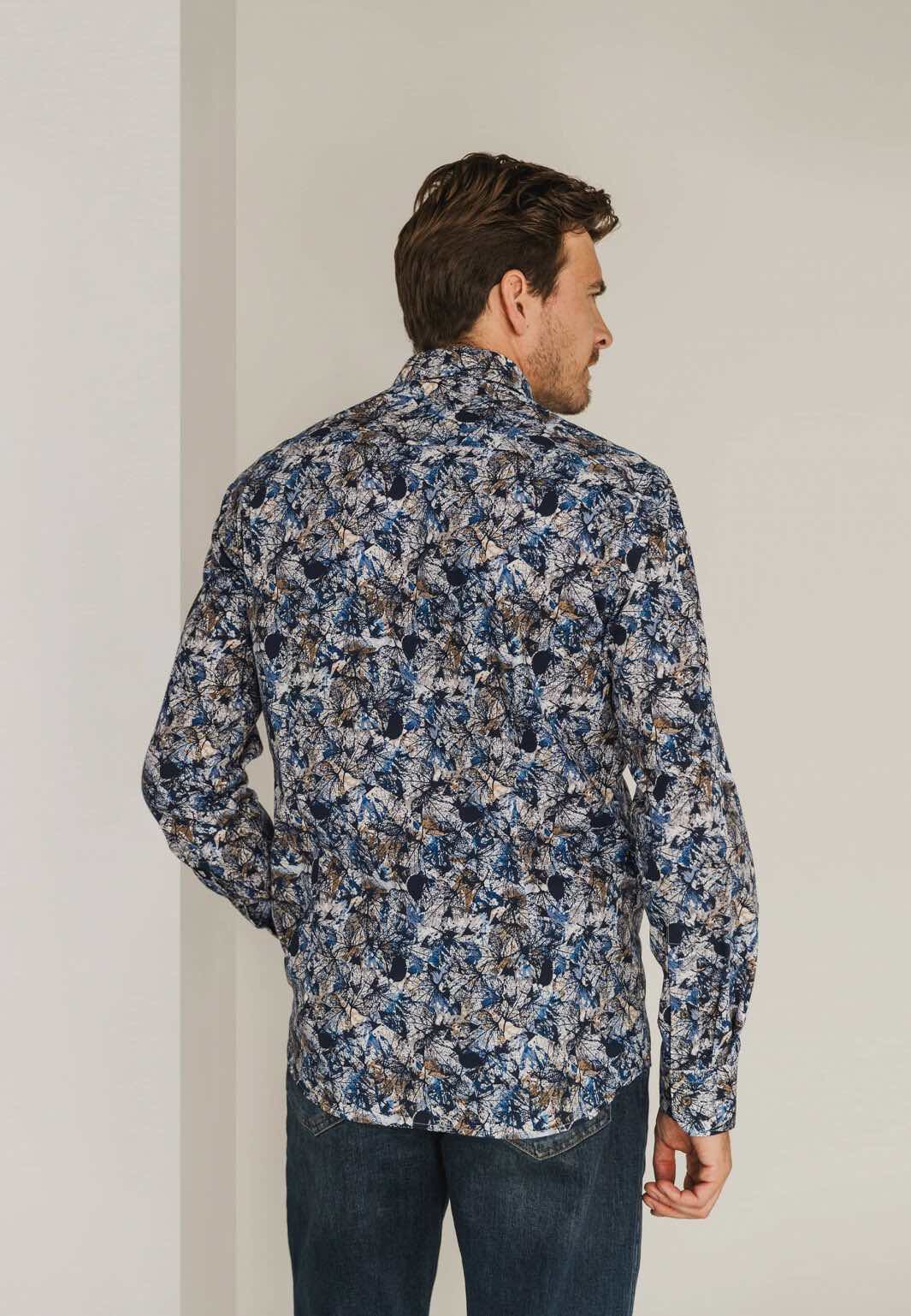 Overhemd met all-over print - blauw