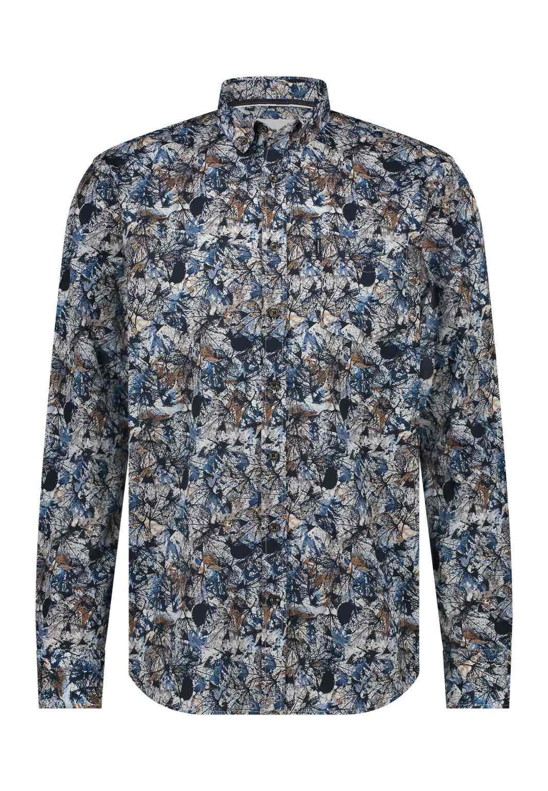 Overhemd met all-over print - blauw