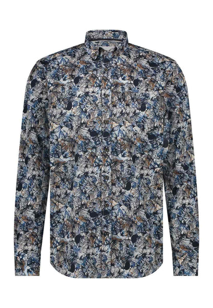 Overhemd met all-over print - blauw