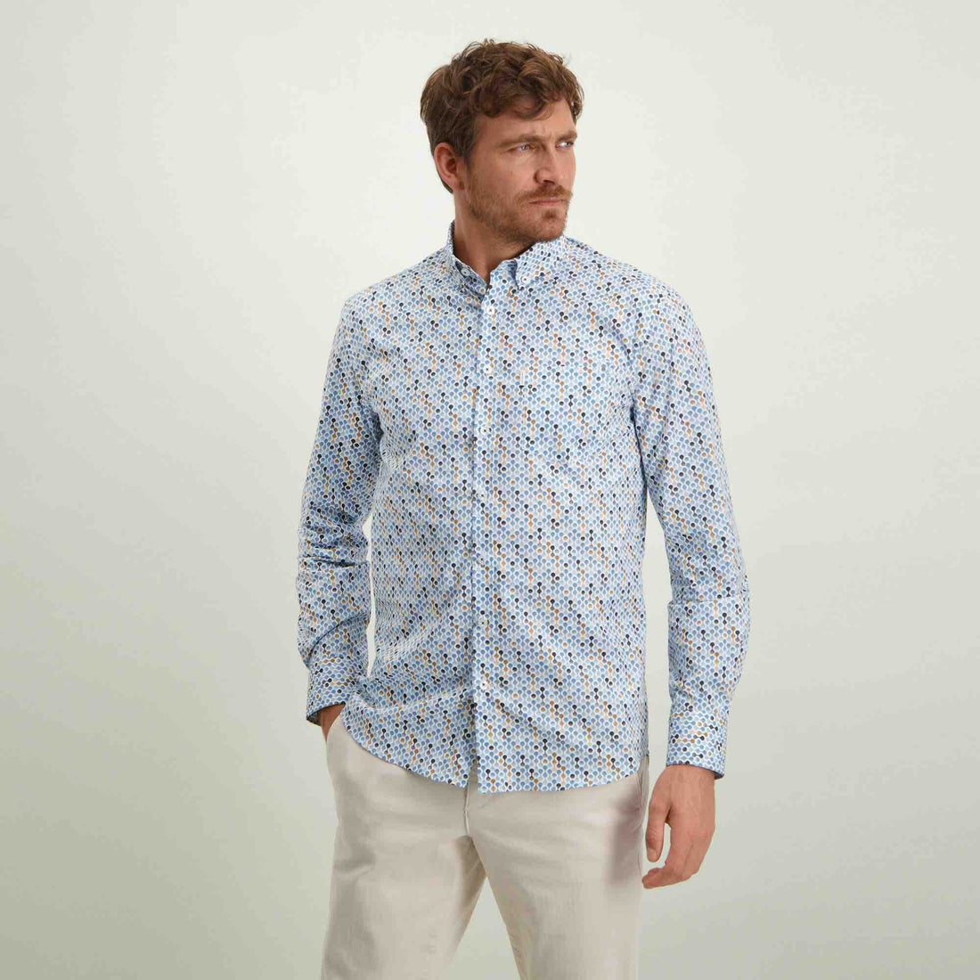 Overhemd met print - wit/blauw