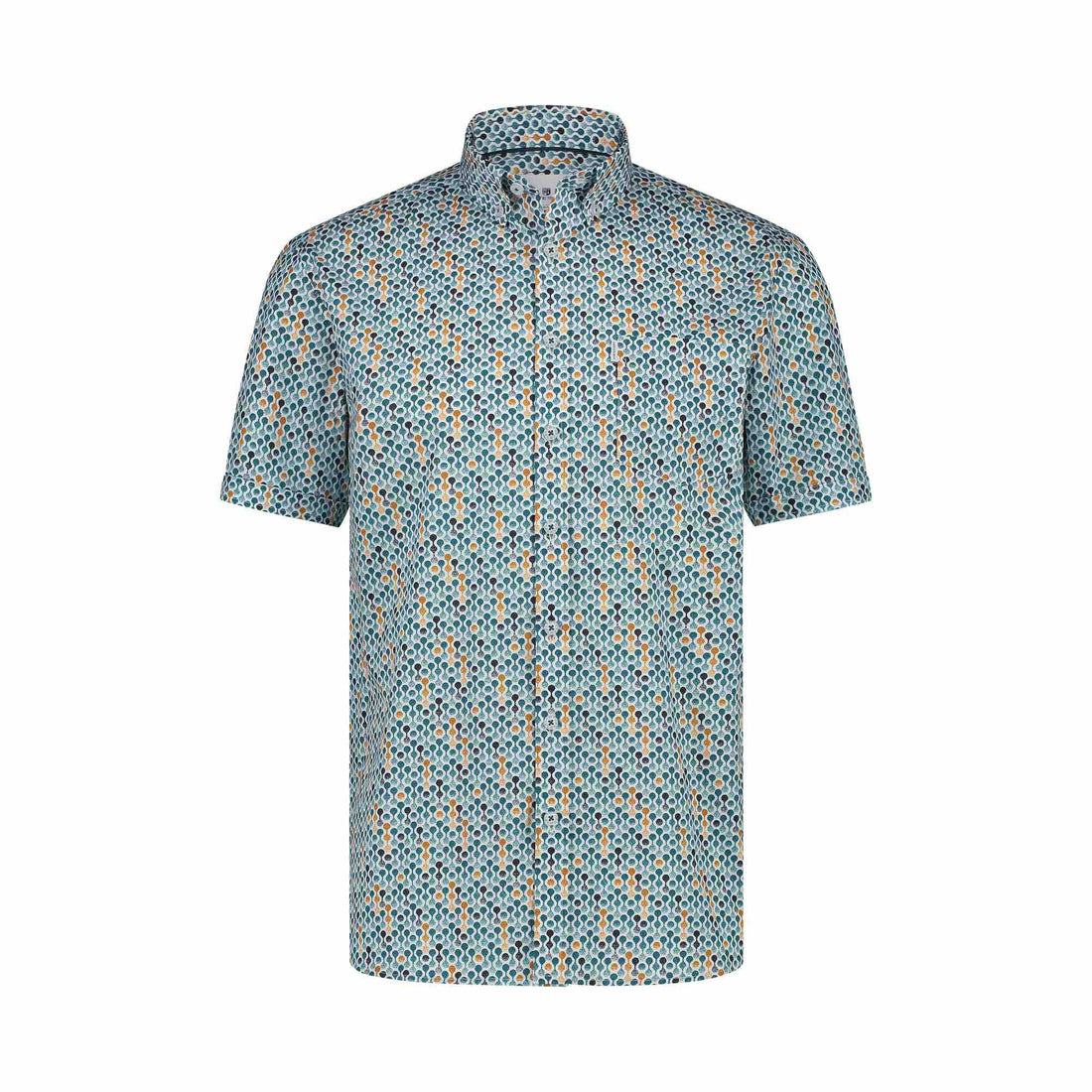 Overhemd korte mouwmet print - azuurblauw
