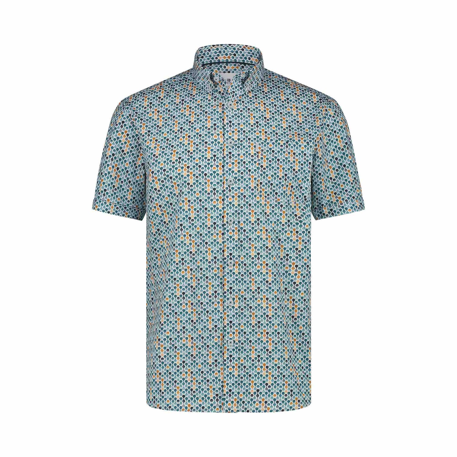Overhemd korte mouwmet print - azuurblauw