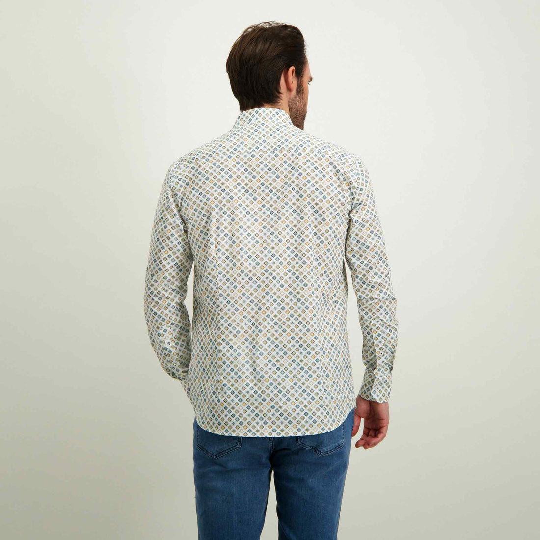 Overhemd met print - petrolblauw