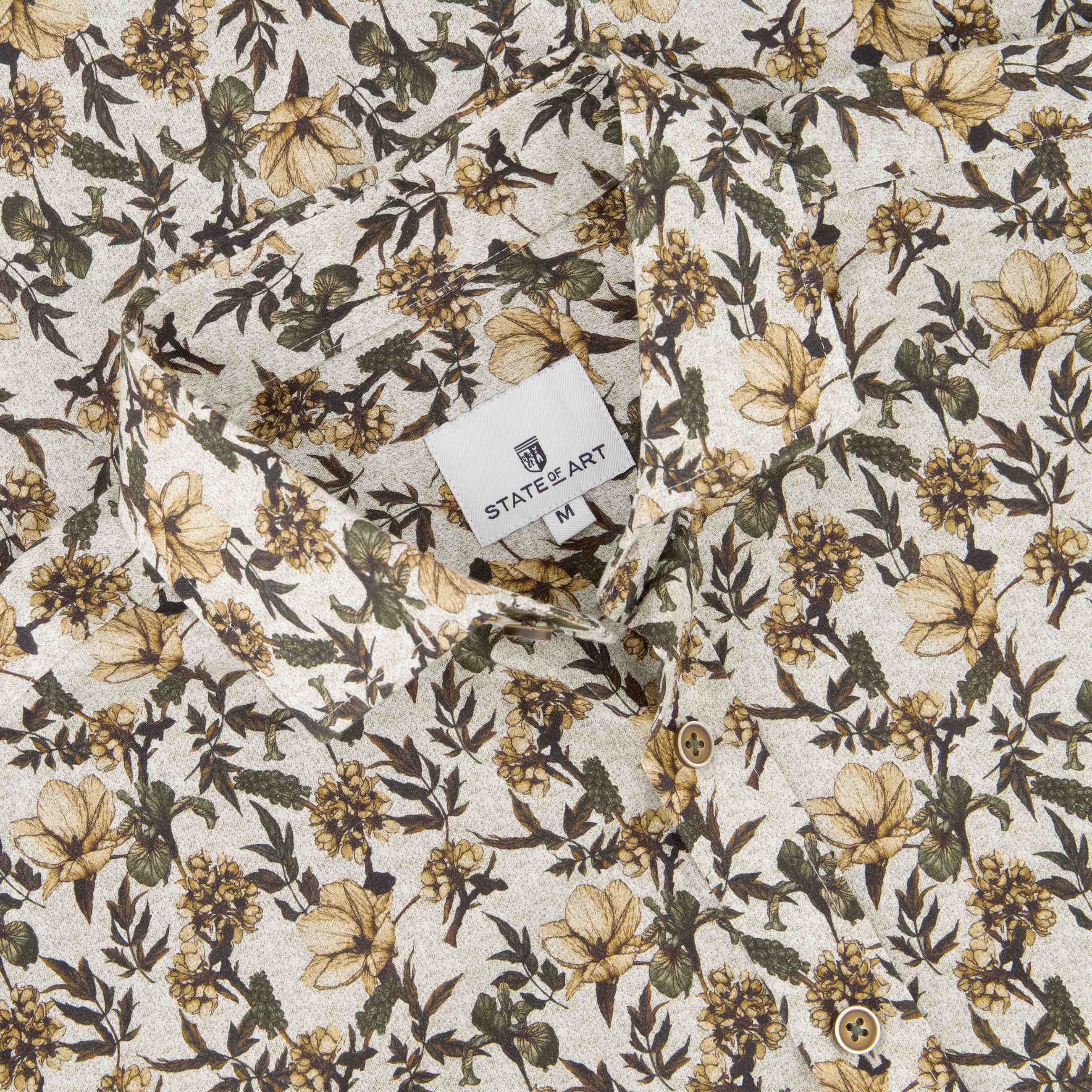 Overhemd met bloemenprint - zwavelgeel/mosgroen