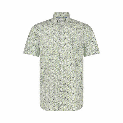 Overhemd korte mouw print - wit/groen