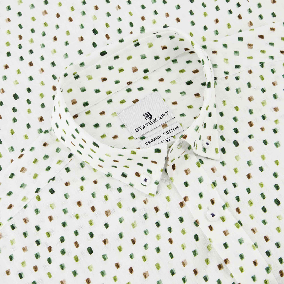 Overhemd biologisch katoen - wit/groen