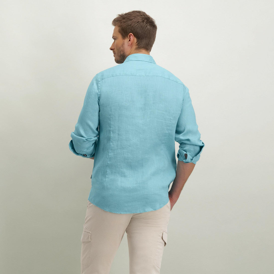 Overhemd van hoogwaardig linnen - azuurblauw