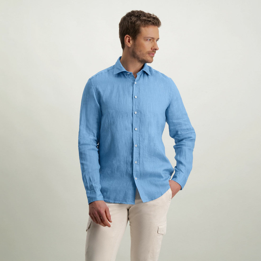 Overhemd van hoogwaardig linnen - grijsblauw