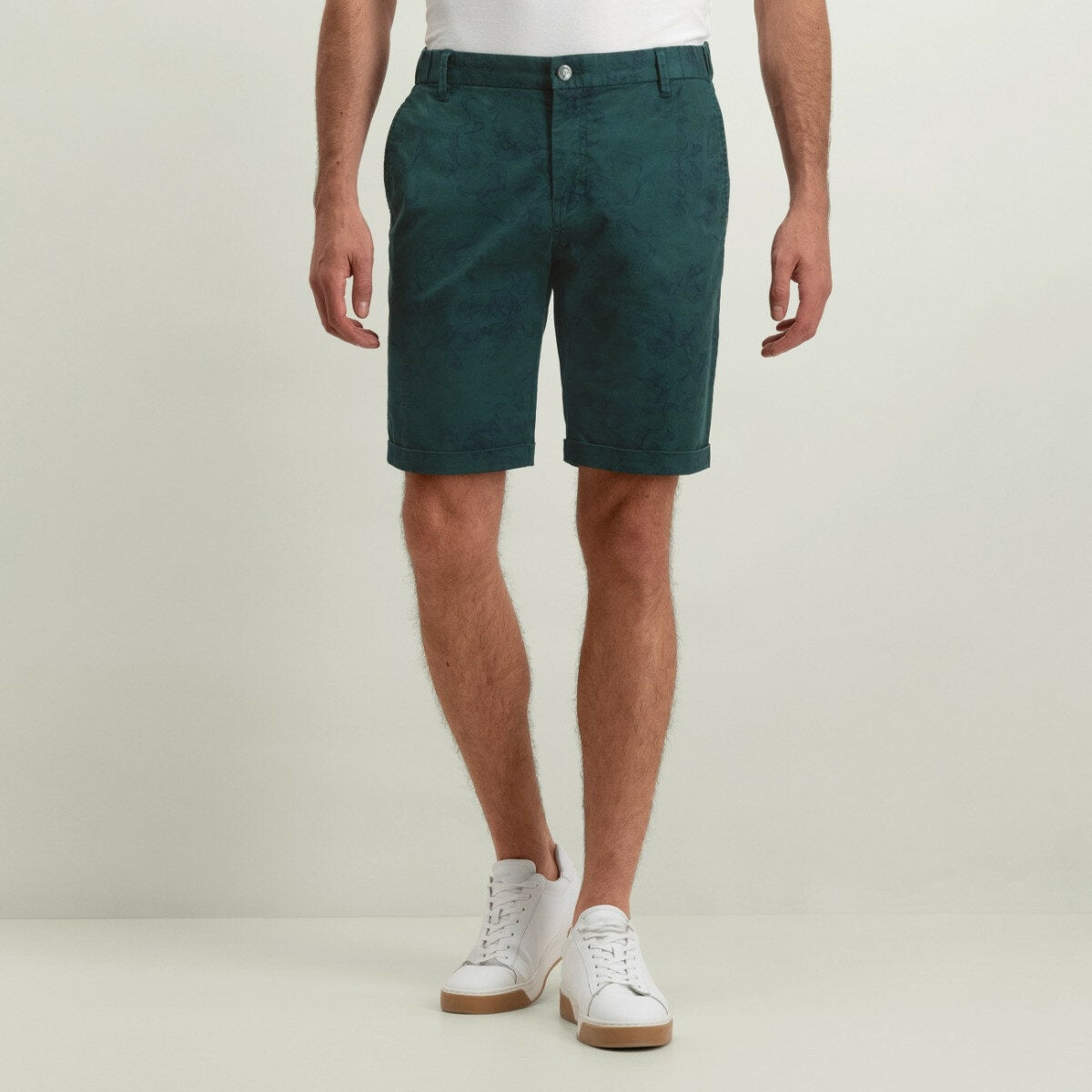 Short chino print - groen