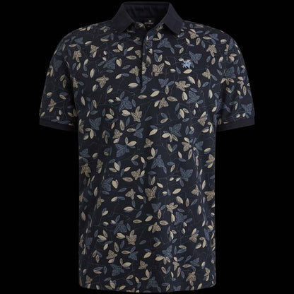 Polo korte mouw allover print - blauw