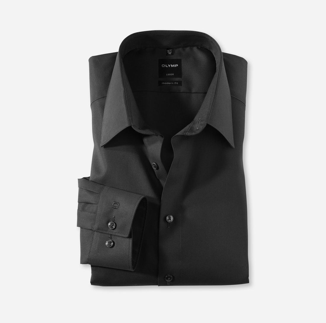 Overhemd Modern Fit zwart strijkvrij
