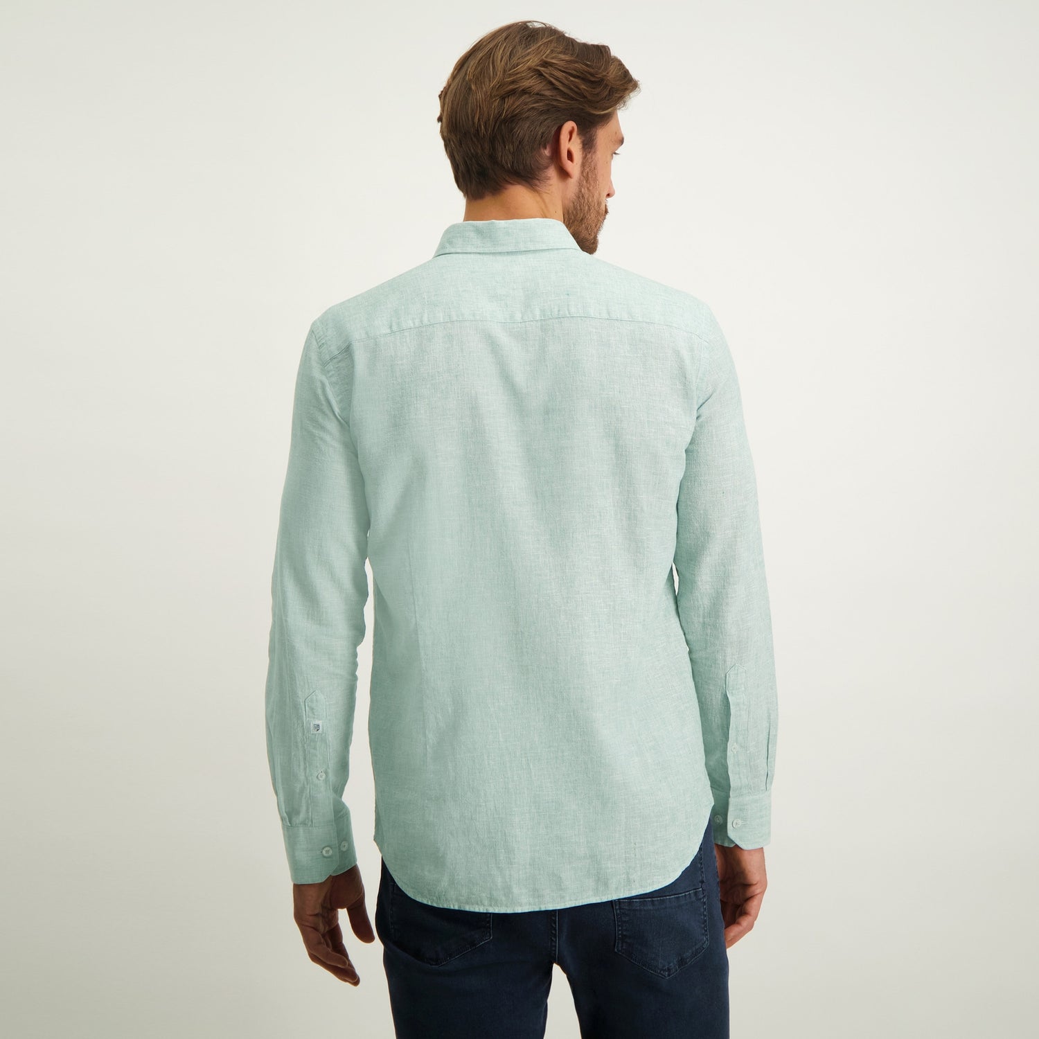Overhemd van linnen/katoen - azuurblauw